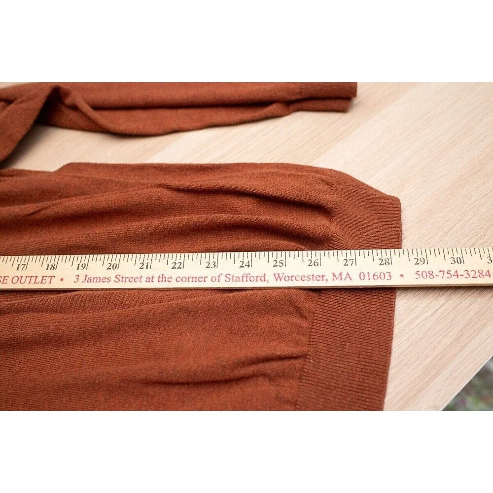 Eddie Bauer Cotton Cashmere Brown v-neck sweater mens Eclectic Grandpa - Picture 6 of 6